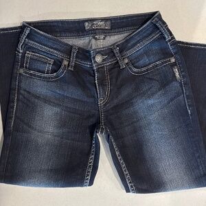 Silver Aiko Kick Flare Capri Jean